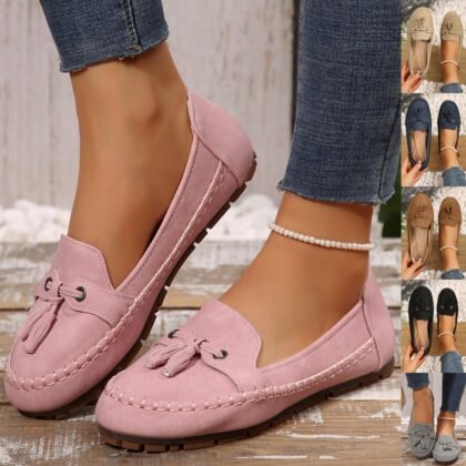 Women’s Round Head Loafers Fashion Non-slip Soft Comfortable Flats Shoes